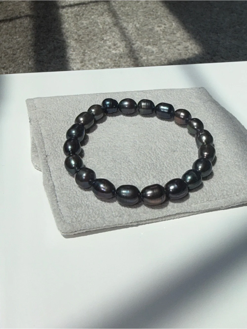 Black Pearl Beaded Stretch Bracelet - Women Jewelry